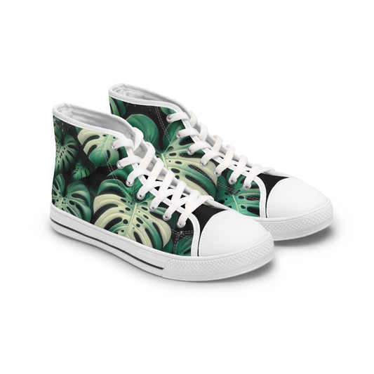 Monstera Leaf Print Women's Sneakers: Tropical Plant Lover Shoes