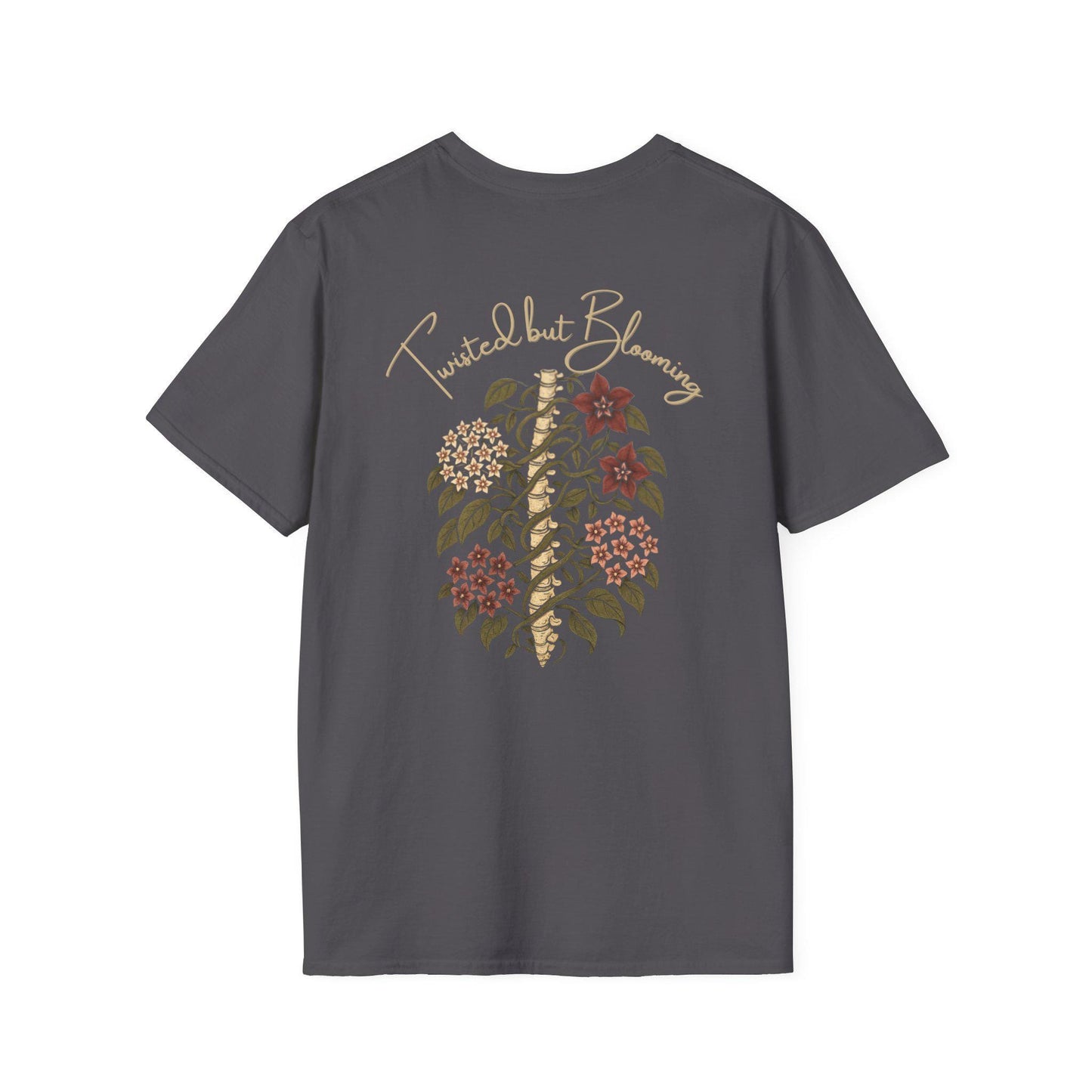 Twisted Blooming Unisex Softstyle T-Shirt, Plant Lover Shirt, Edgy Tee, Motivational Graphic Top, Botanical Apparel