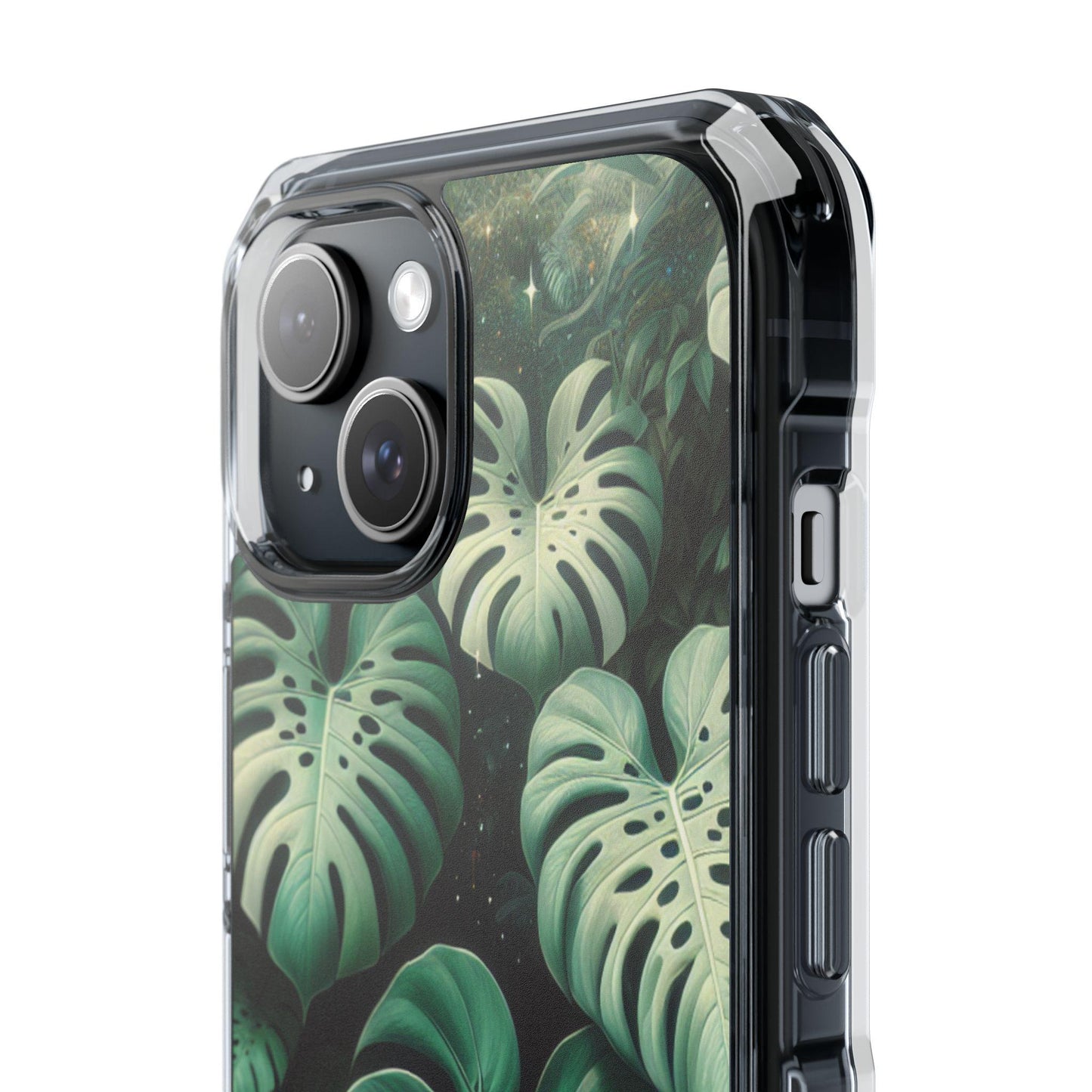 Shimmering Monstera- Magnetic Clear Impact Cases