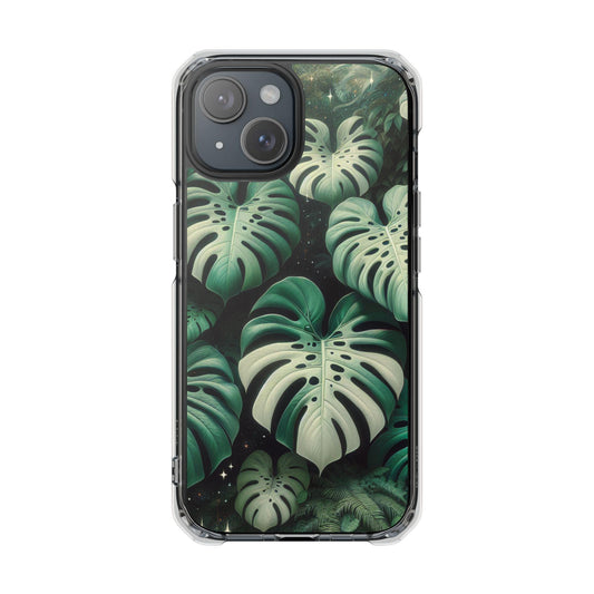 Shimmering Monstera- Magnetic Clear Impact Cases