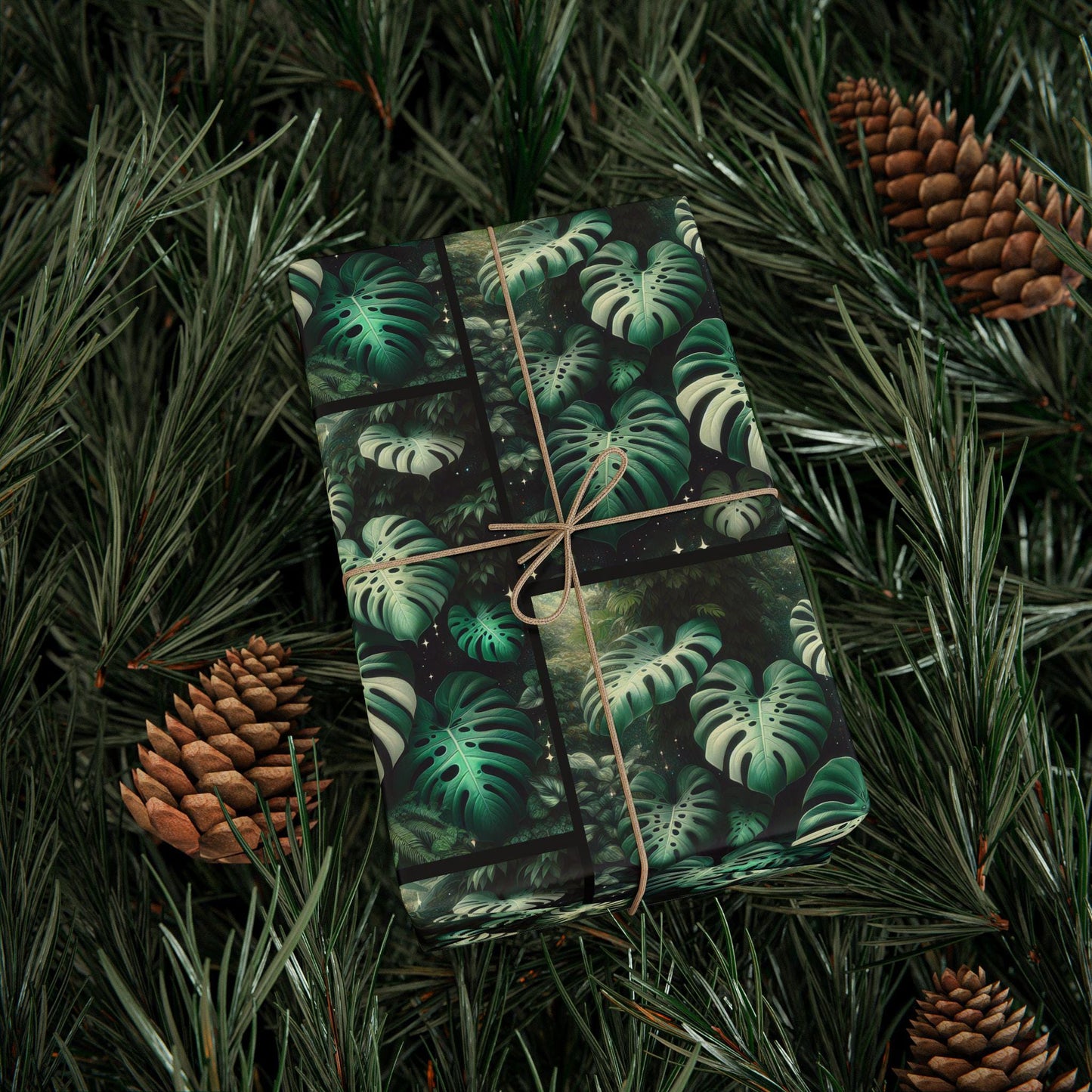 Monstera Leaf Wrapping Paper - Tropical Botanical Gift Wrap for Plant Lovers, Jungle Aesthetic Gift Packaging, Eco-Friendly Paper