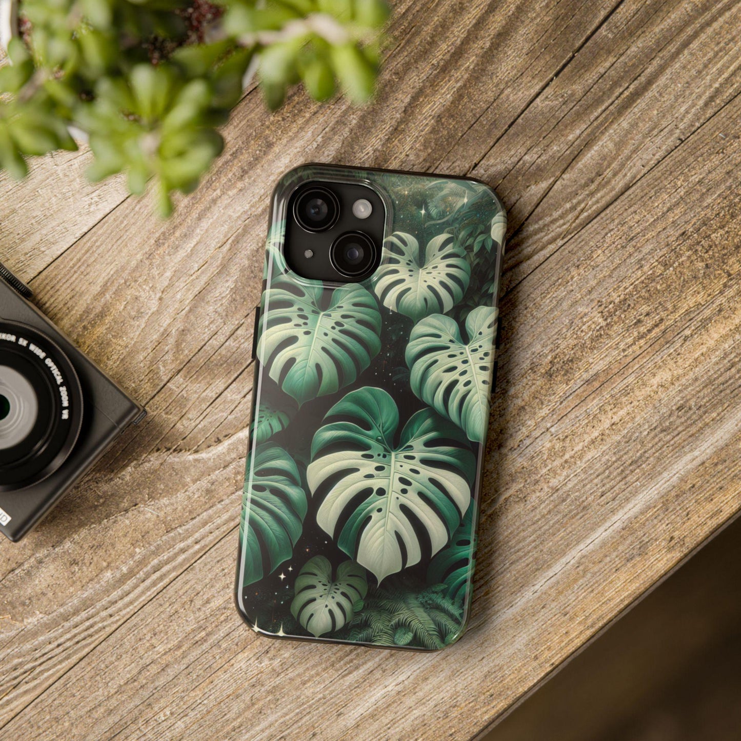 Tough Phone Cases, Tropical Monstera Plant Lover Gift, iPhone 13-17 Models, Durable Phone Cover, Botanical Phone Case