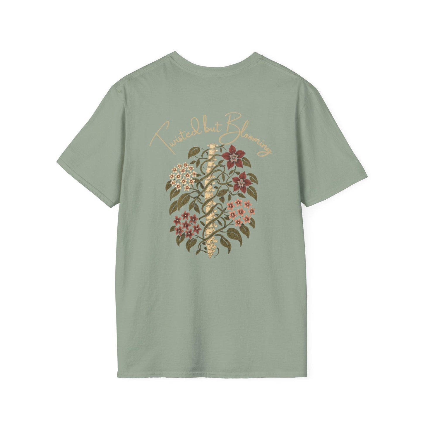 Twisted Blooming Unisex Softstyle T-Shirt, Plant Lover Shirt, Edgy Tee, Motivational Graphic Top, Botanical Apparel