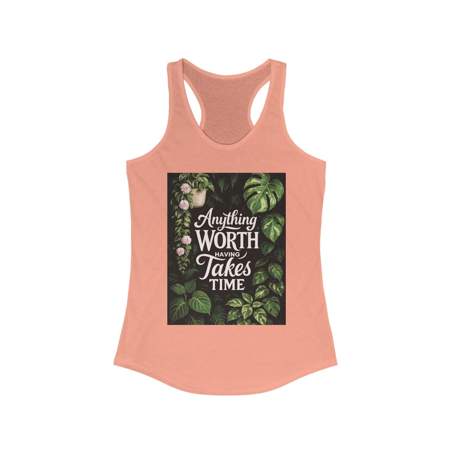 Tropical Plant Racerback Tank: Inspirational Quote, Summer Style